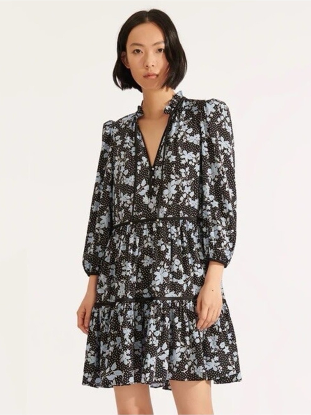 Veronica Beard Hawken Floral Print Tiered Mini Dress – Size 4
